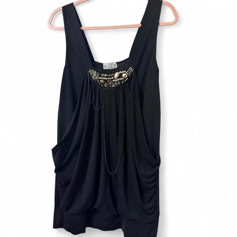 Trixxi Black Embellished Sleeveless Tank